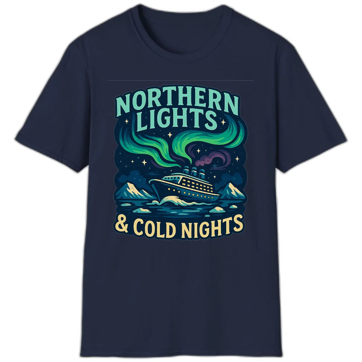 Northern Lights & Cold Nights T-Shirt in Navy