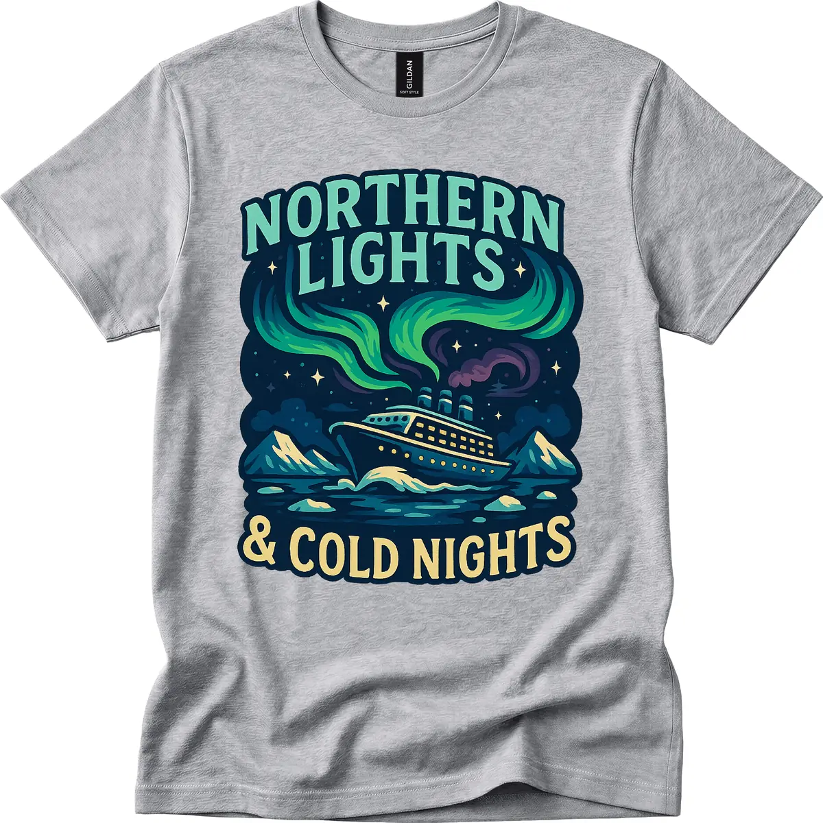 Northern Lights & Cold Nights T-Shirt in Sport Grey