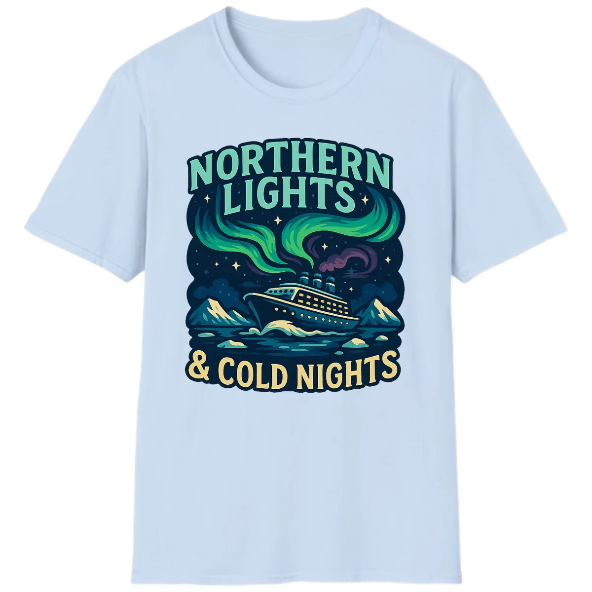 Northern Lights & Cold Nights T-Shirt in Light Blue