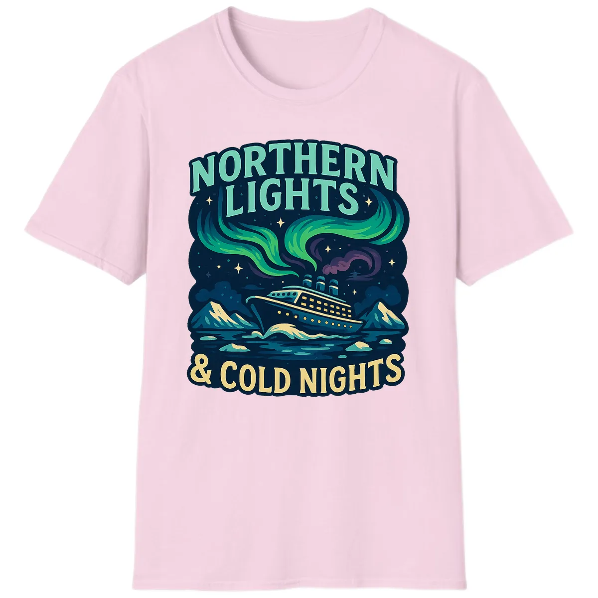 Northern Lights & Cold Nights T-Shirt in Light Pink