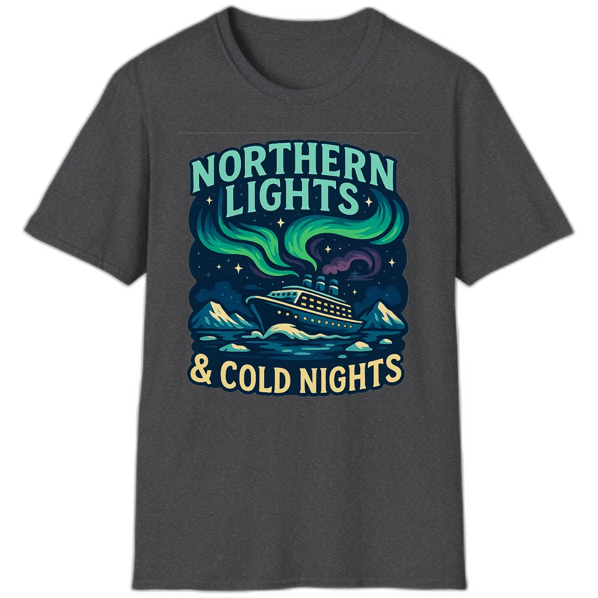 Northern Lights & Cold Nights T-Shirt in Dark Heather