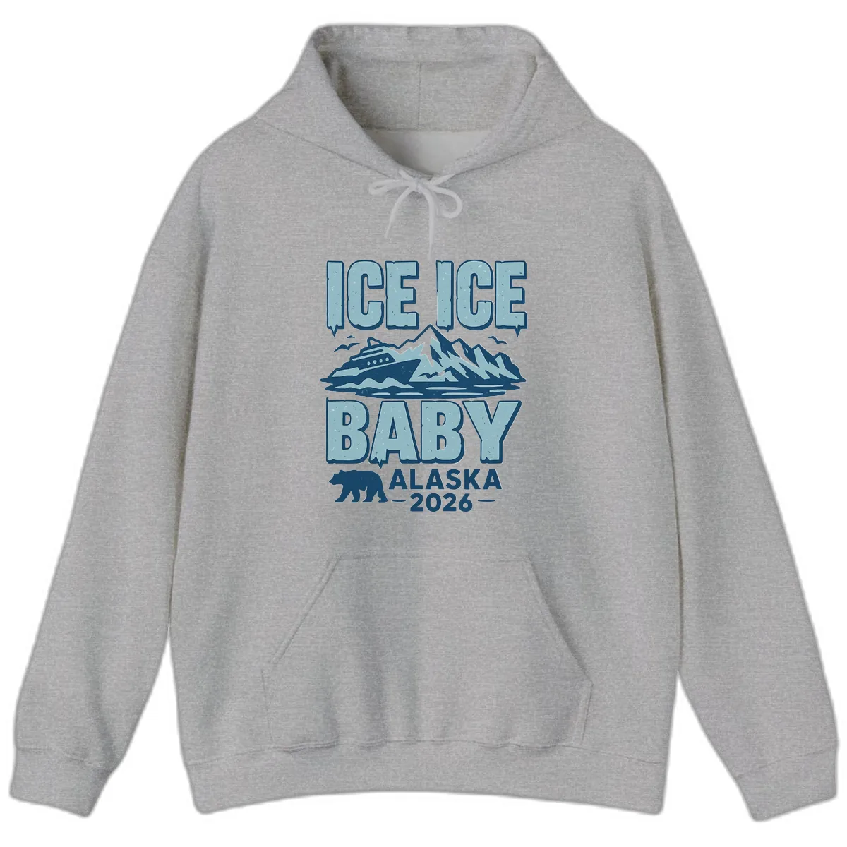 Ice Ice Baby Alaska Cruise Hoodie in Sport Grey