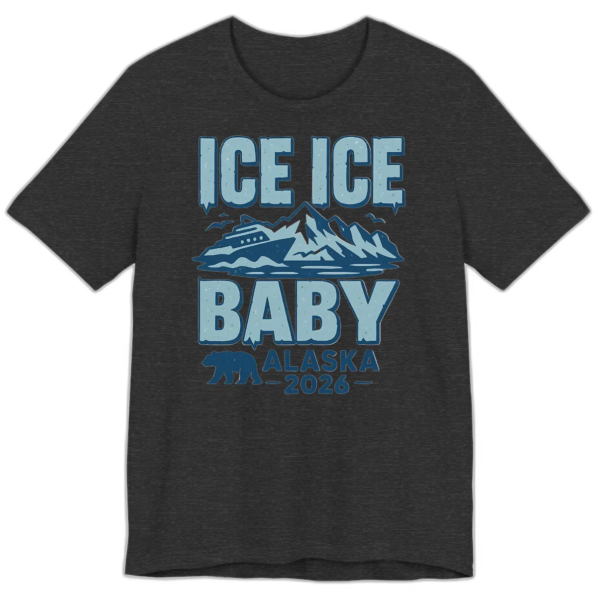 Ice Ice Baby Alaska Cruise Premium T-Shirt in Dark Grey Heather