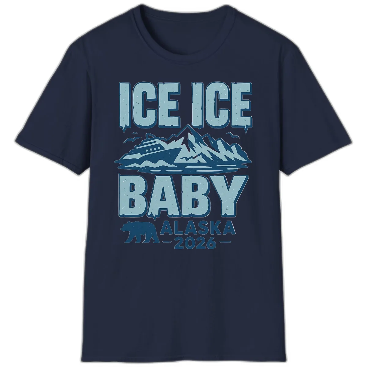 Ice Ice Baby Alaska Cruise T-Shirt in Navy