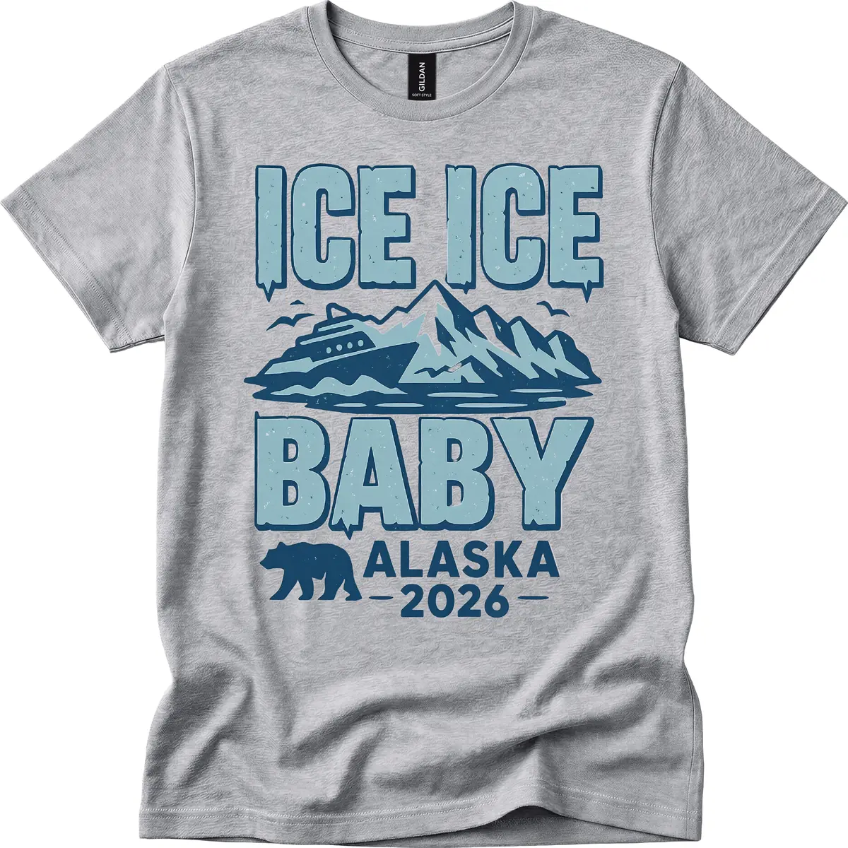 Ice Ice Baby Alaska Cruise T-Shirt in Sport Grey