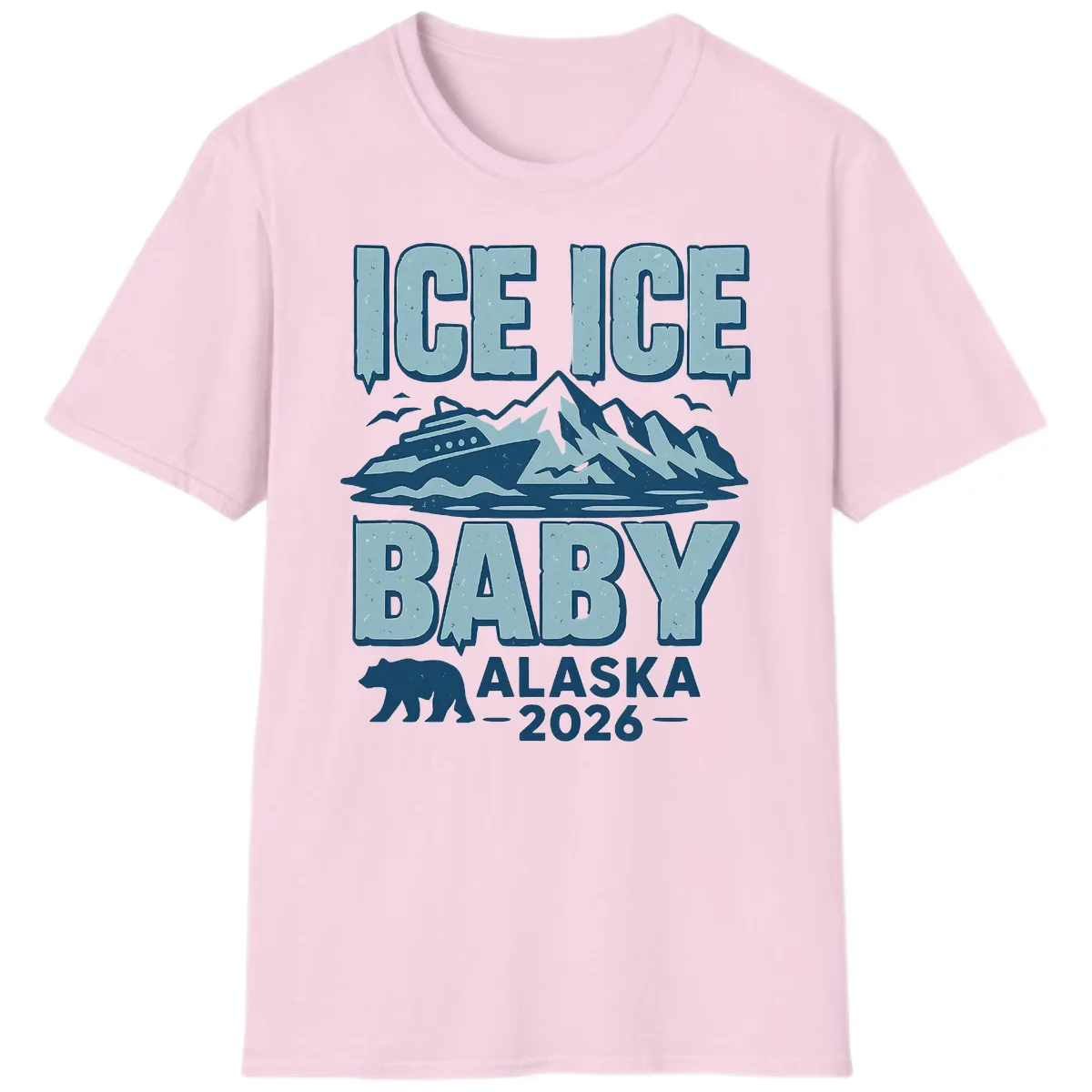 Ice Ice Baby Alaska Cruise T-Shirt in Light Pink