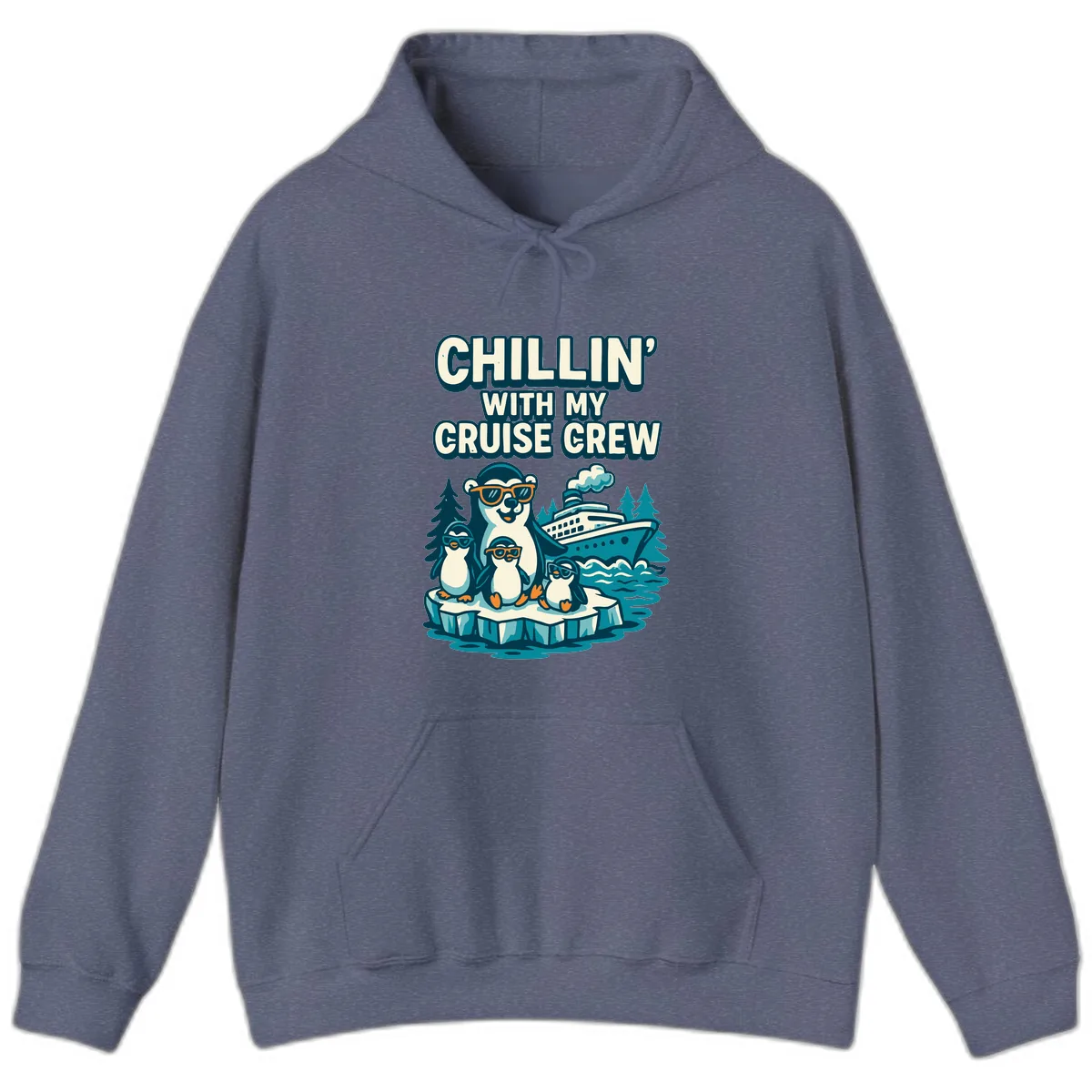 Chillin' With My Cruise Crew Hoodie in Heather Navy