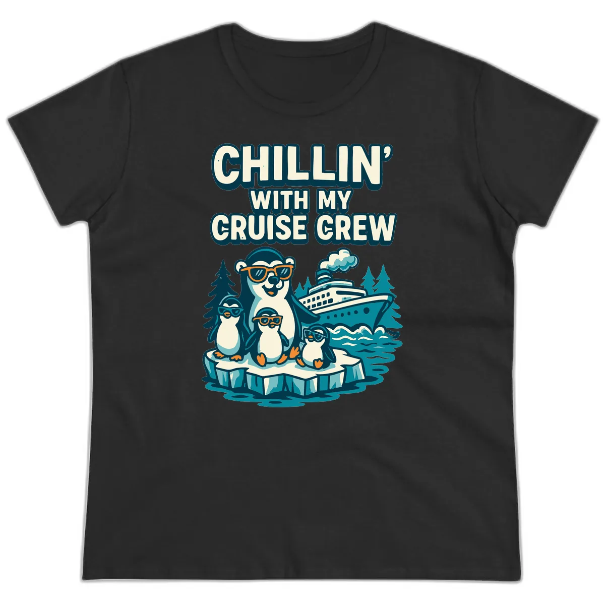 Chillin' With My Cruise Crew Ladies Tee in Black