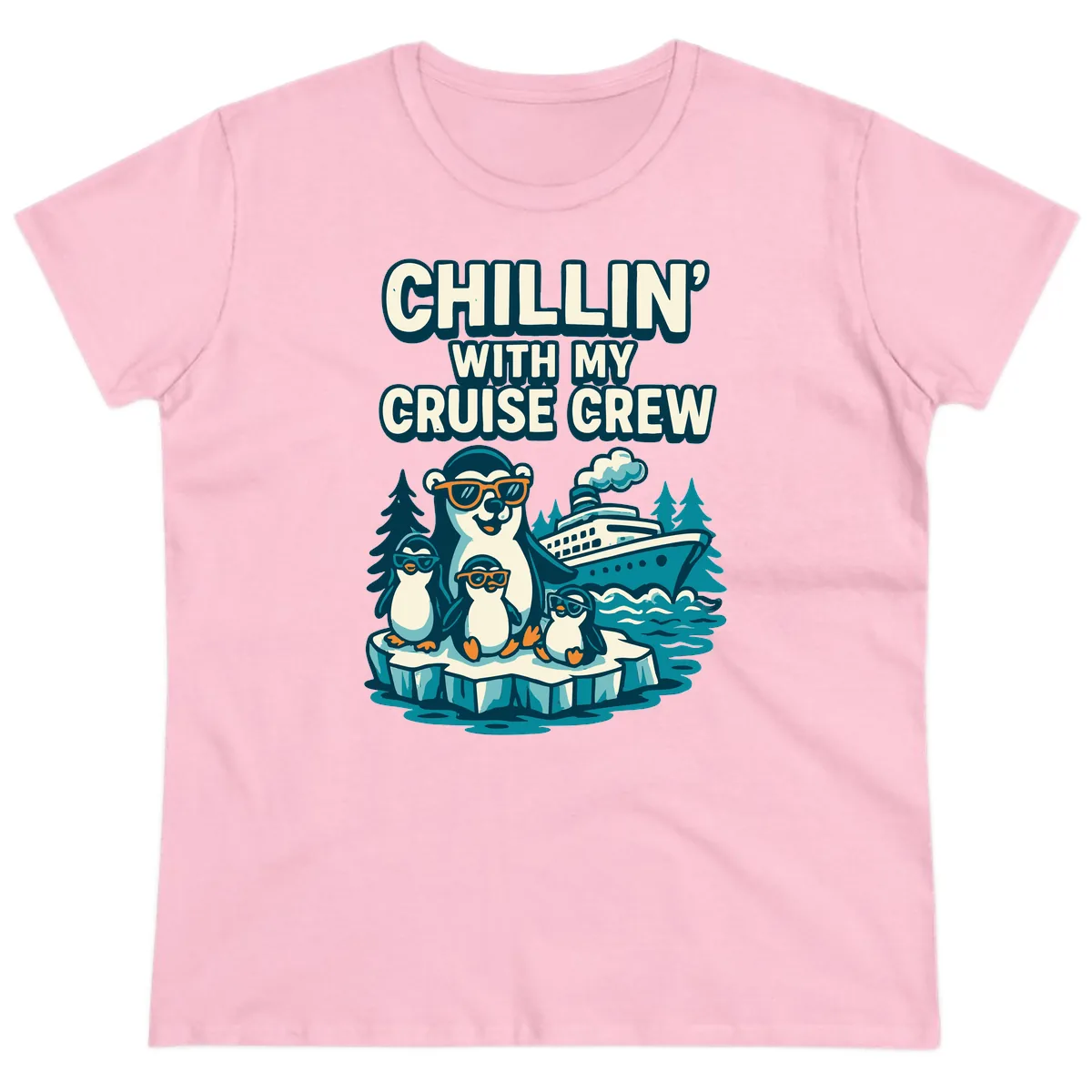 Chillin' With My Cruise Crew Ladies Tee in Light Pink