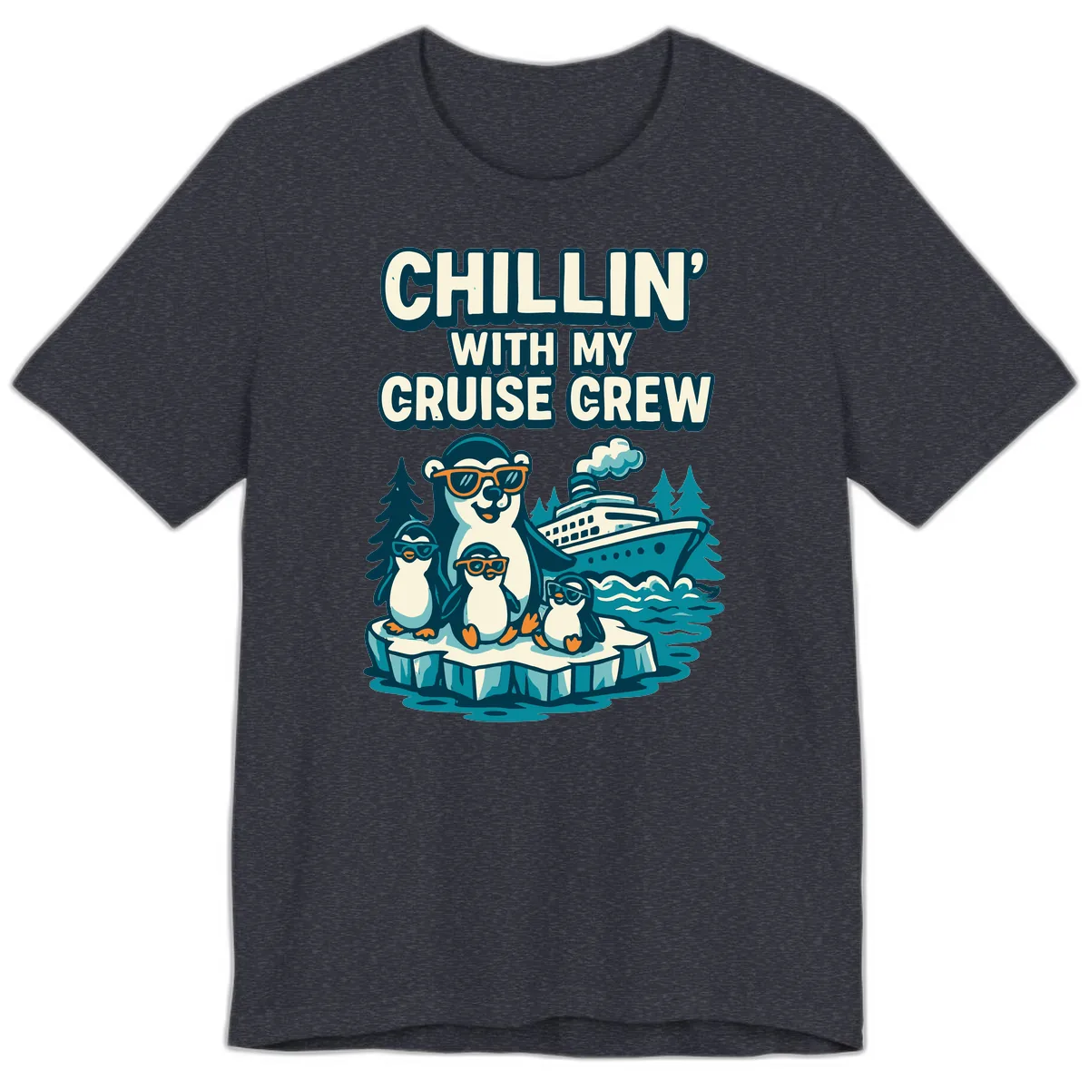 Chillin' With My Cruise Crew Premium T-Shirt in Heather Navy
