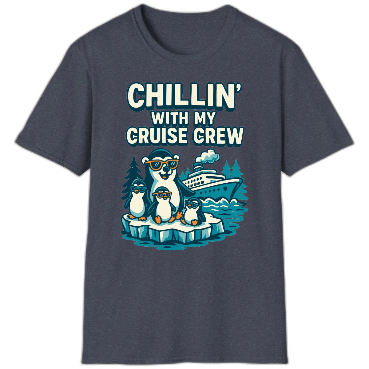 Chillin' With My Cruise Crew T-Shirt in Heather Navy
