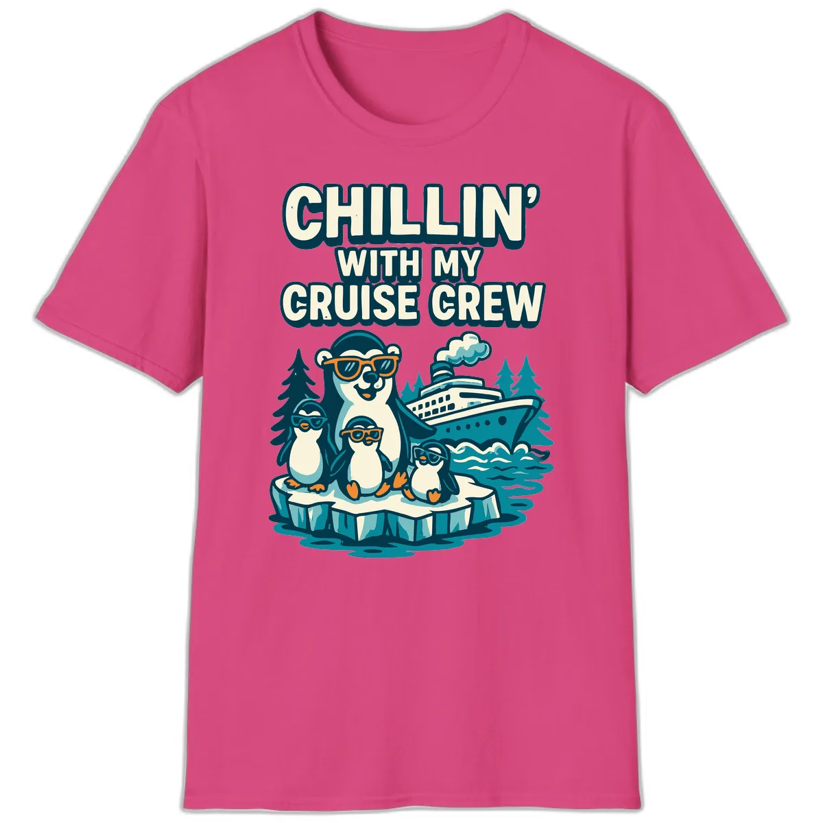 Chillin' With My Cruise Crew T-Shirt in Heliconia