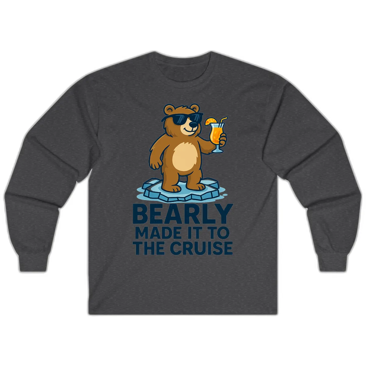 Bearly Made It To The Cruise Long Sleeve in Dark Heather