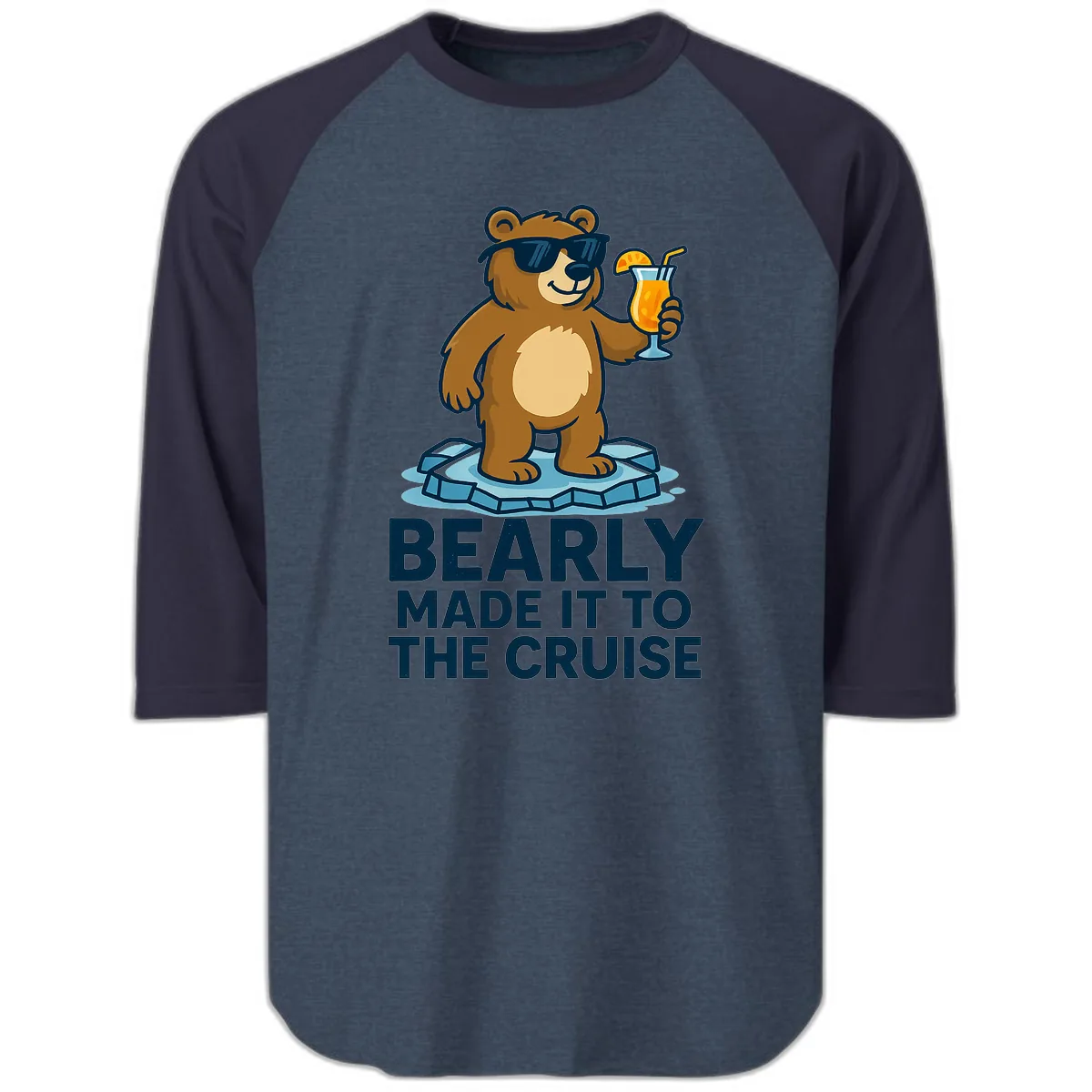 Bearly Made It To The Cruise Raglan 3/4 in Heather Denim Navy