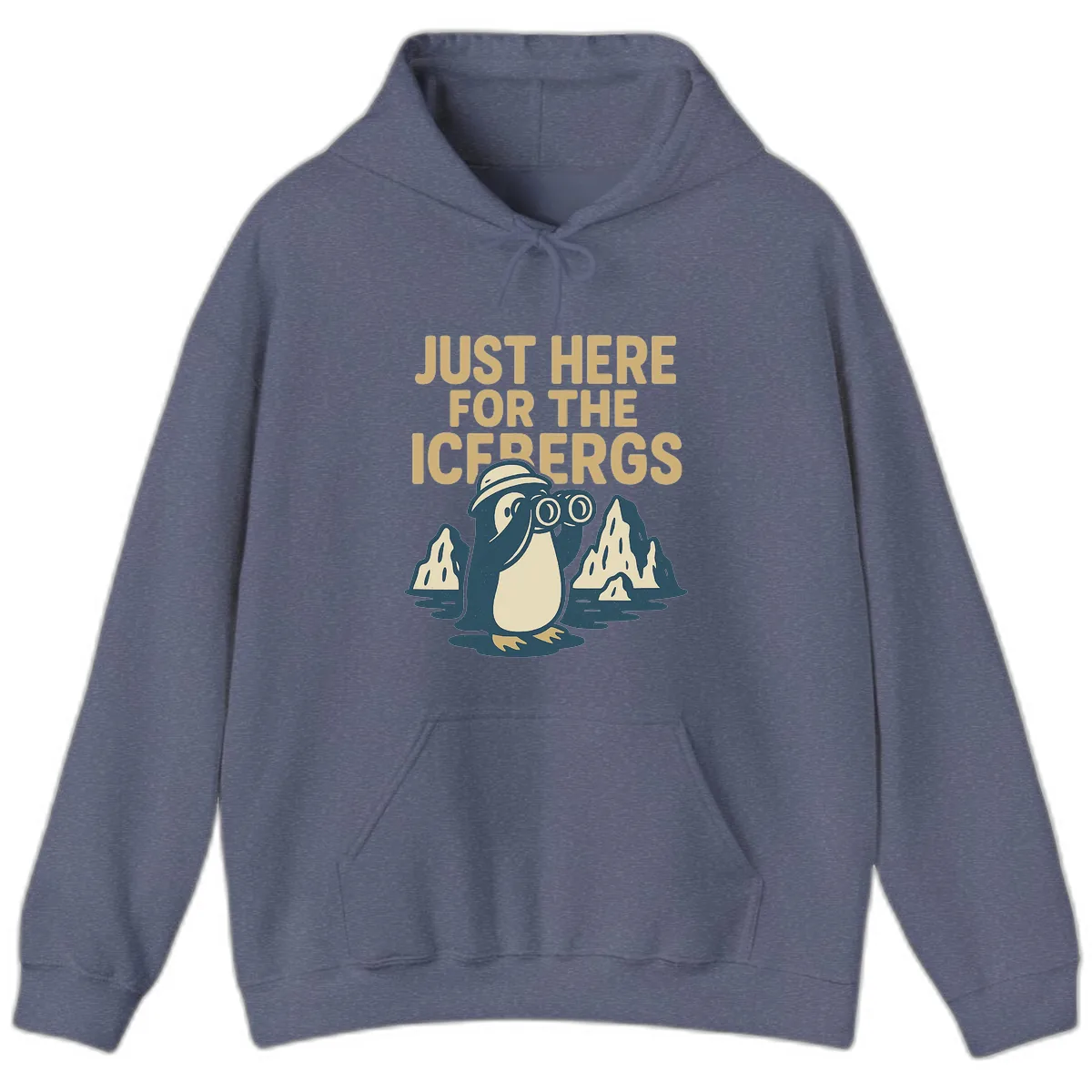 Just Here For The Icebergs Hoodie in Heather Navy