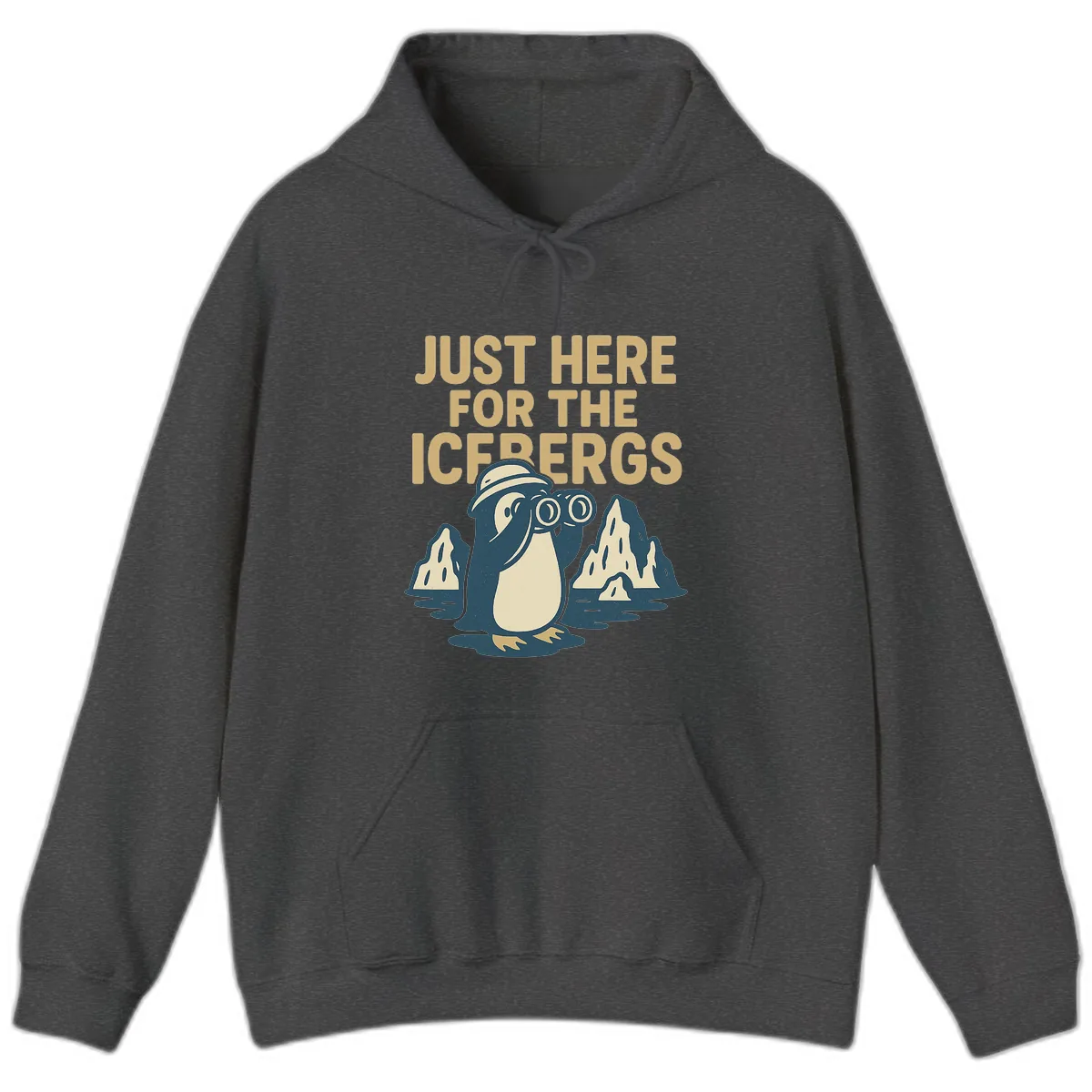 Just Here For The Icebergs Hoodie in Dark Heather