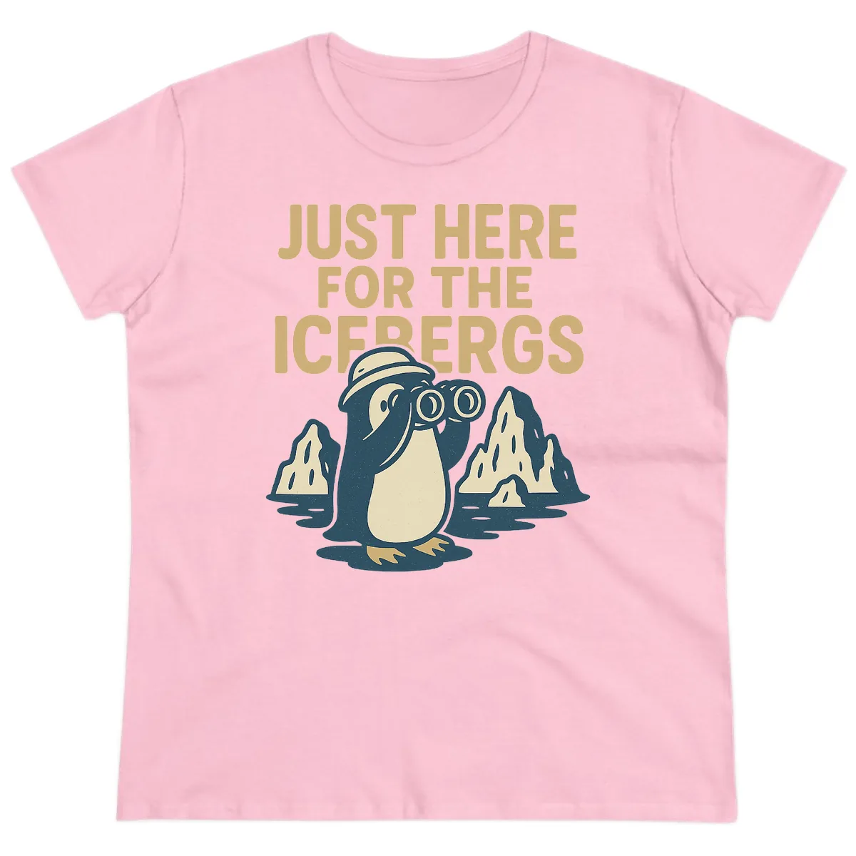 Just Here For The Icebergs Ladies Tee in Light Pink
