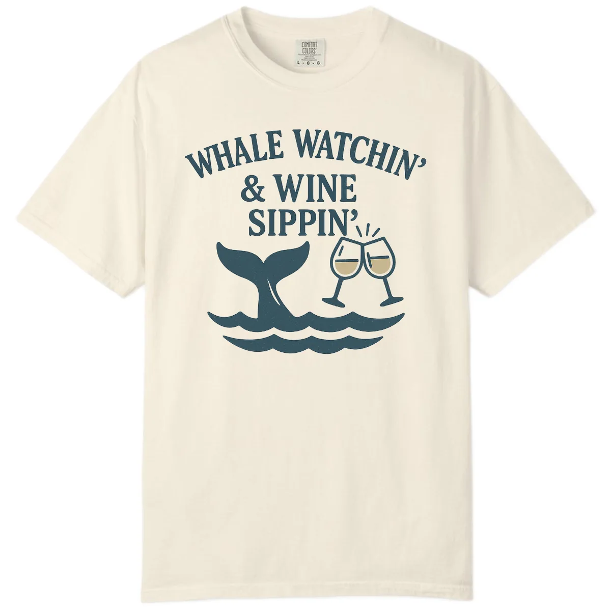 Whale Watchin' & Wine Sippin' Comfort Color in Ivory