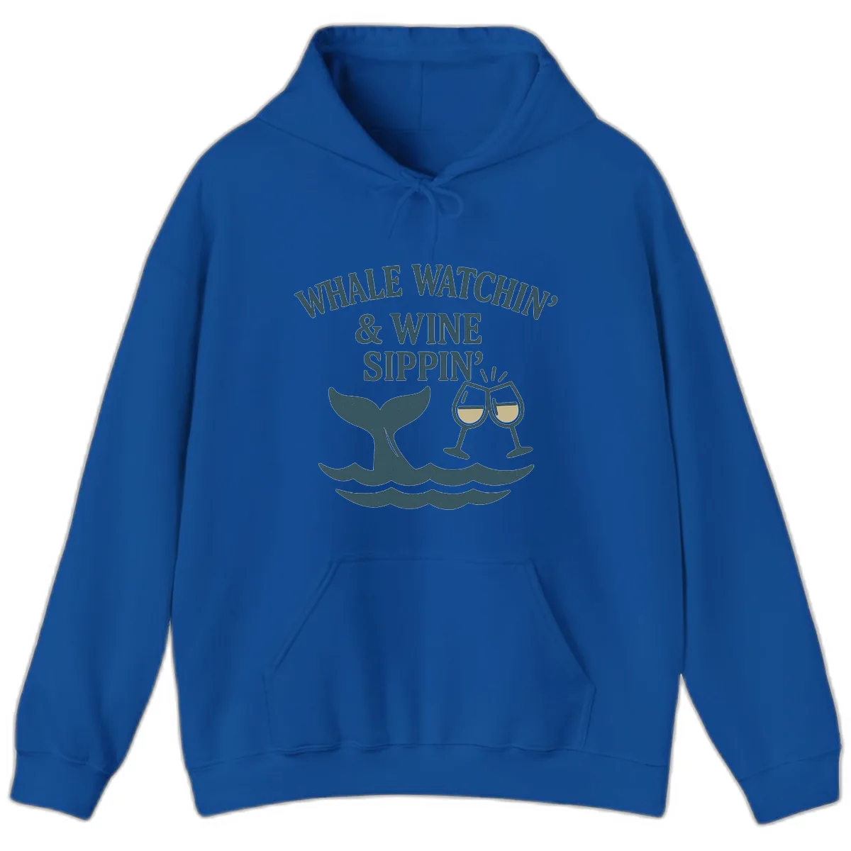 Whale Watchin' & Wine Sippin' Hoodie in Royal