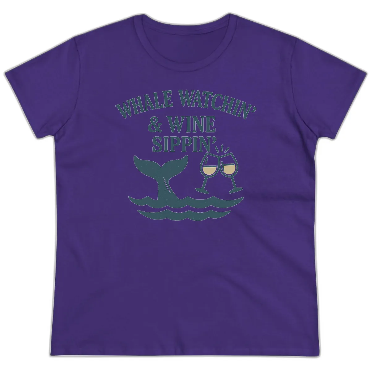 Whale Watchin' & Wine Sippin' Ladies Tee in Purple