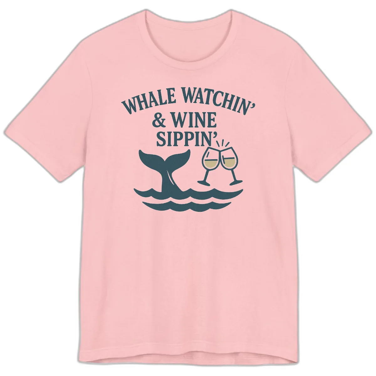 Whale Watchin' & Wine Sippin' Premium T-Shirt in Pink