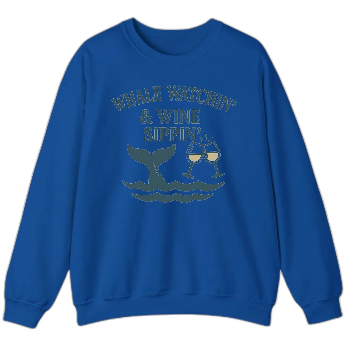 Whale Watchin' & Wine Sippin' Sweatshirt in Royal