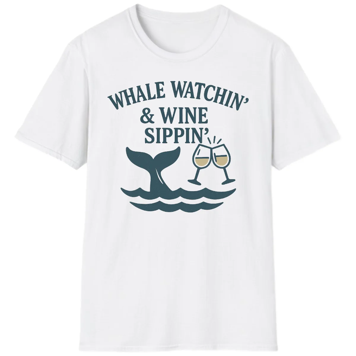 Whale Watchin' & Wine Sippin' T-Shirt in White