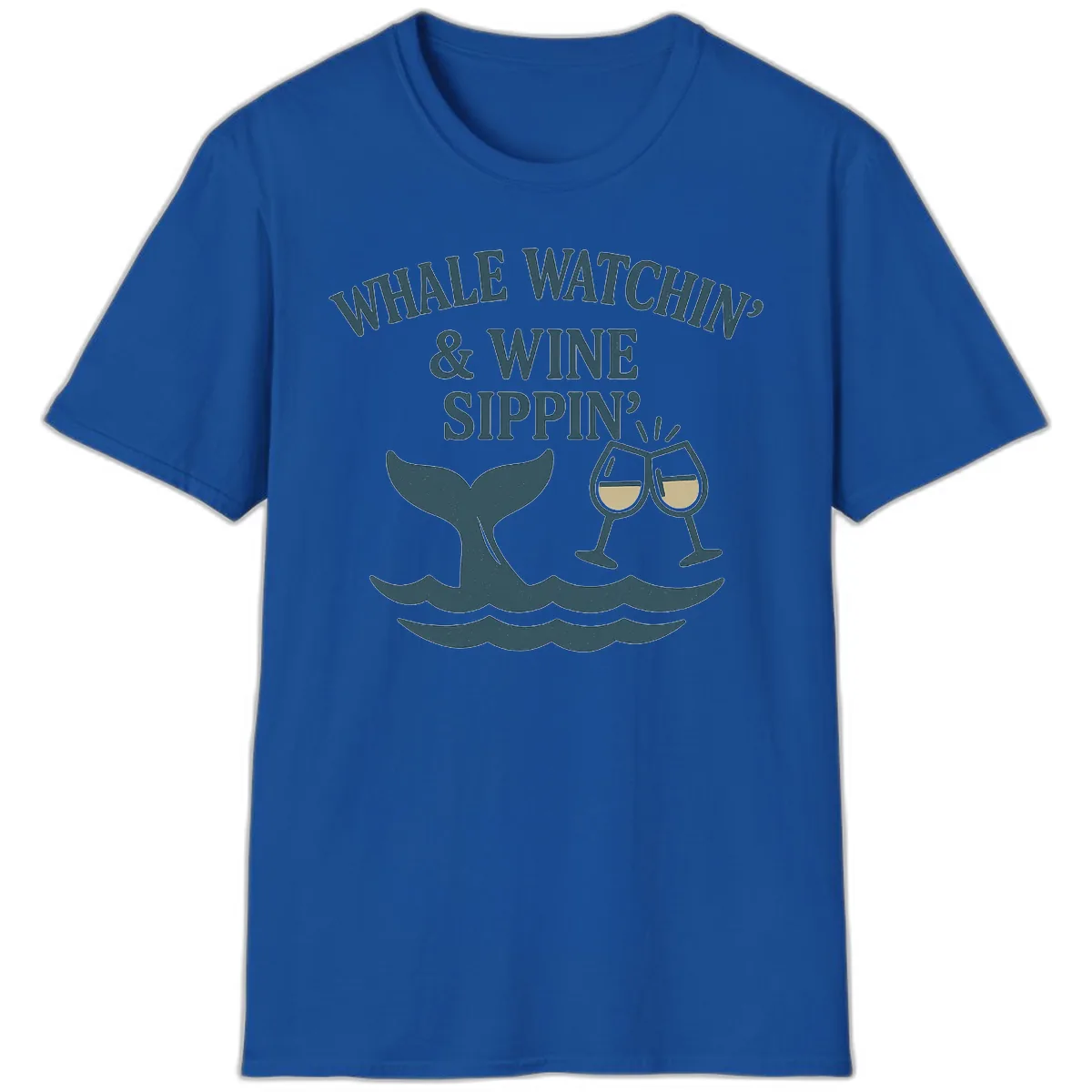 Whale Watchin' & Wine Sippin' T-Shirt in Royal