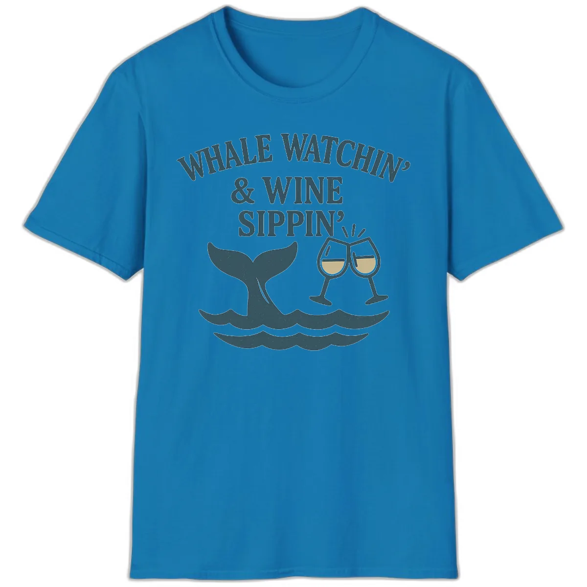 Whale Watchin' & Wine Sippin' T-Shirt in Sapphire