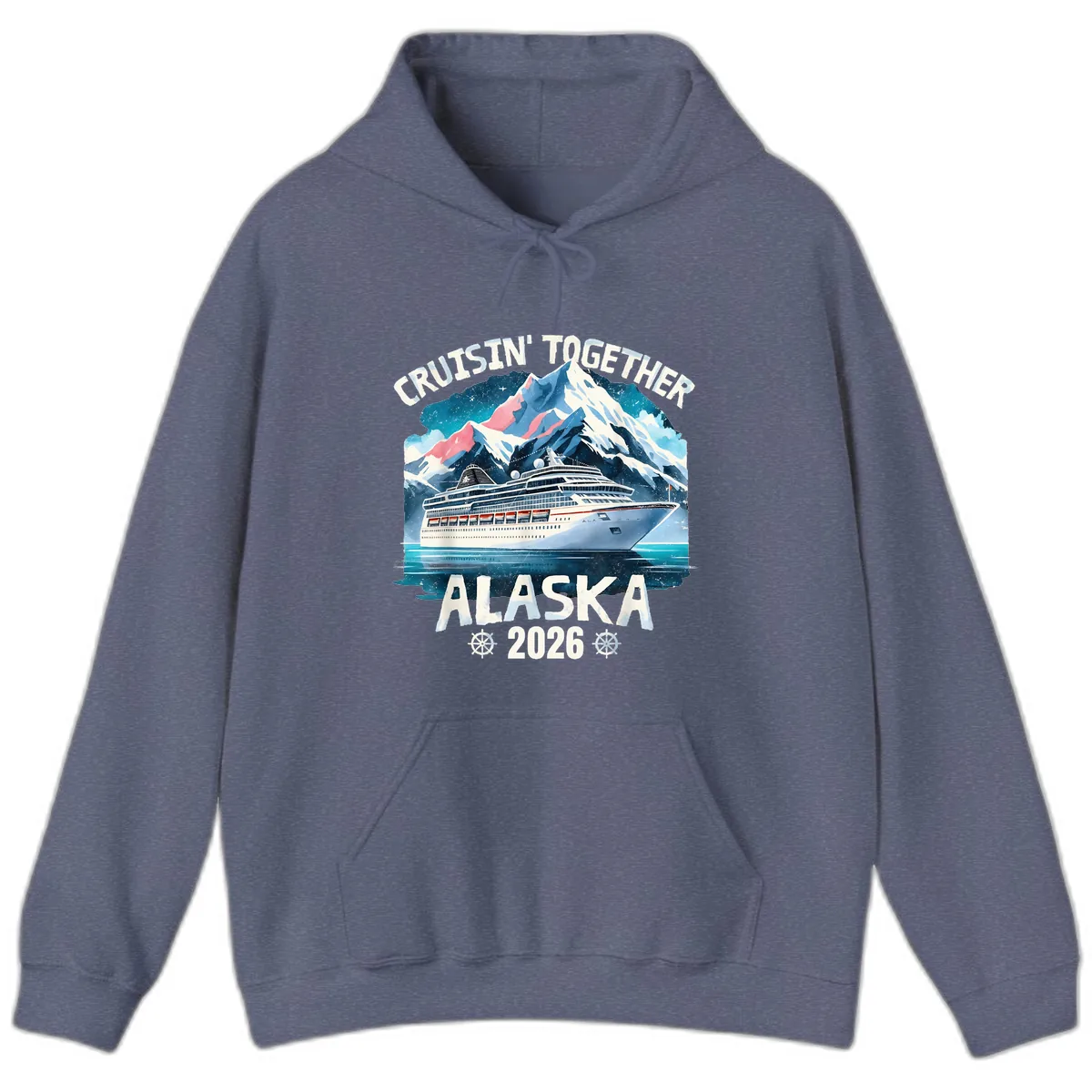 Cruising Into Alaska 2025 Hoodie in Heather Navy
