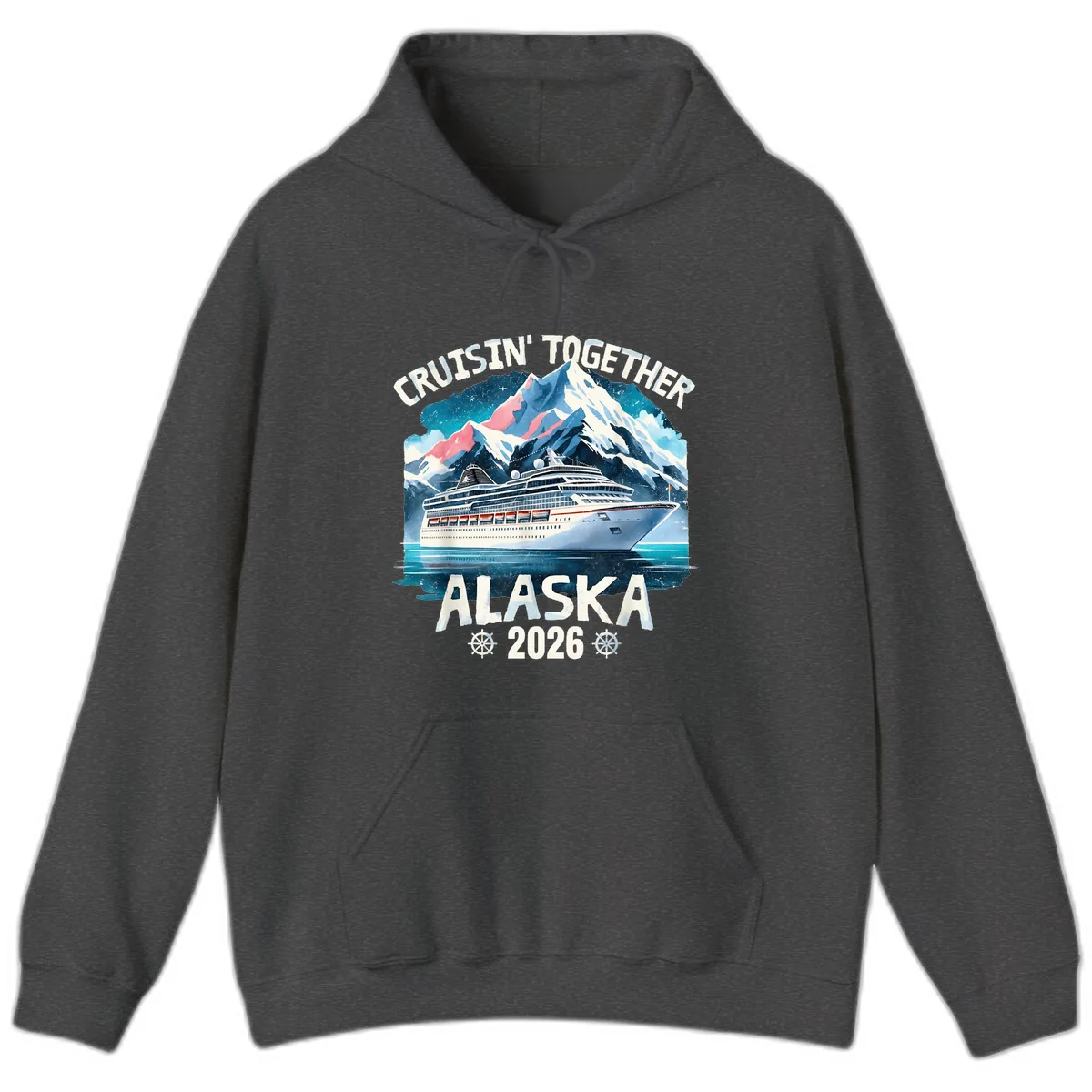 Cruising Into Alaska 2025 Hoodie in Dark Heather