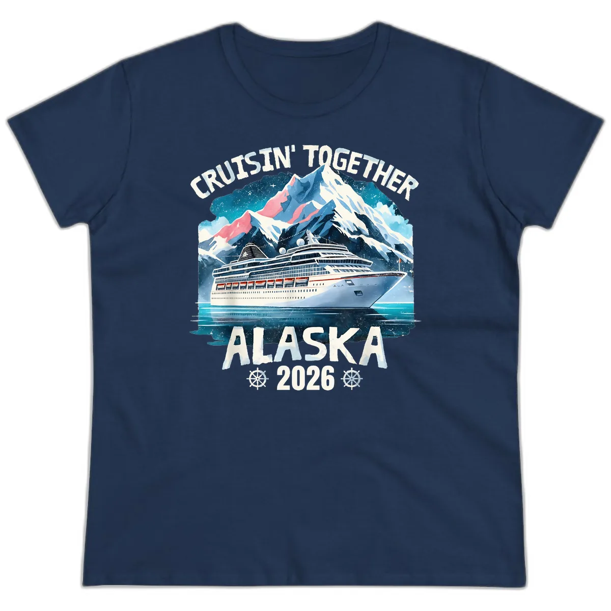Cruising Into Alaska 2025 Ladies Tee in Navy