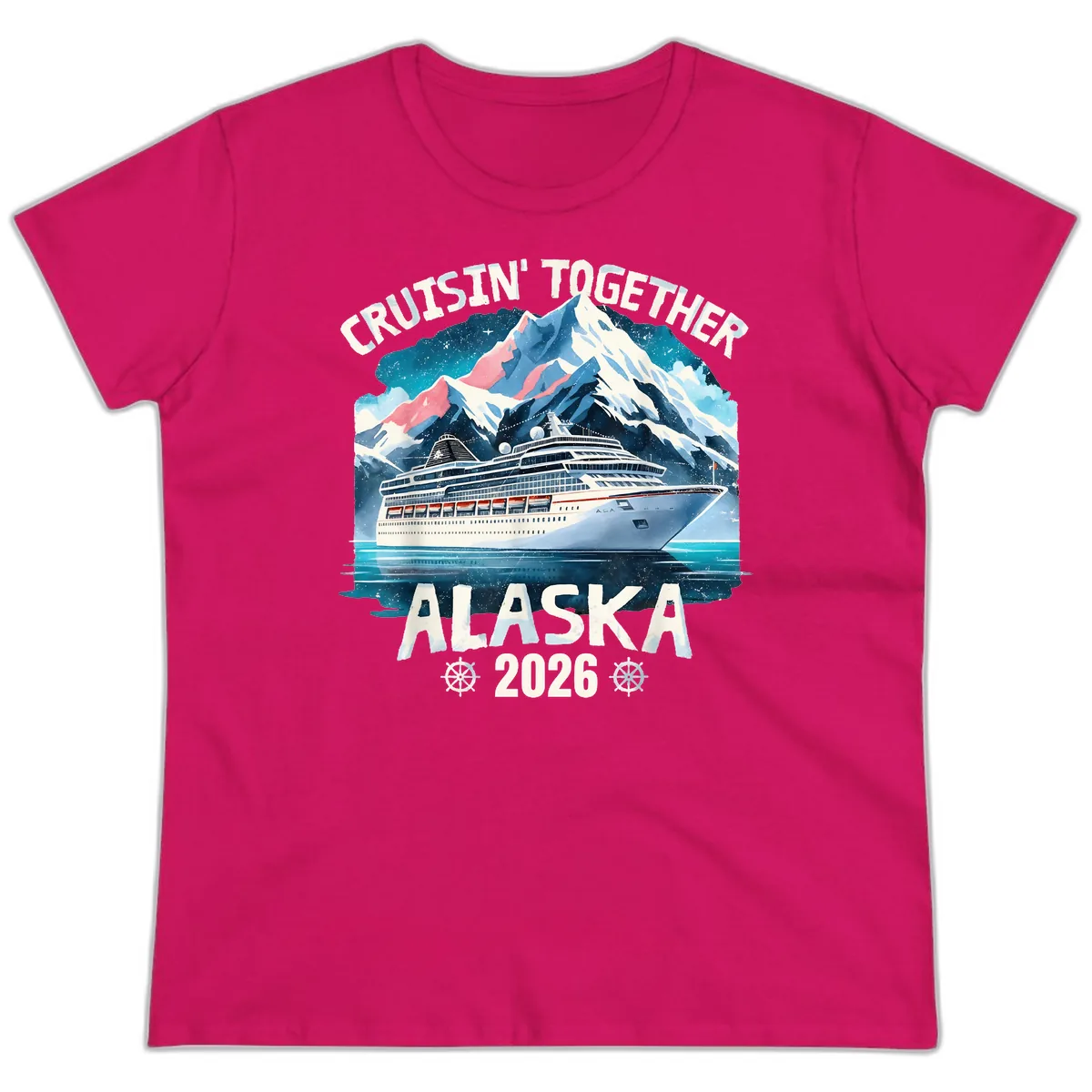 Cruising Into Alaska 2025 Ladies Tee in Heliconia