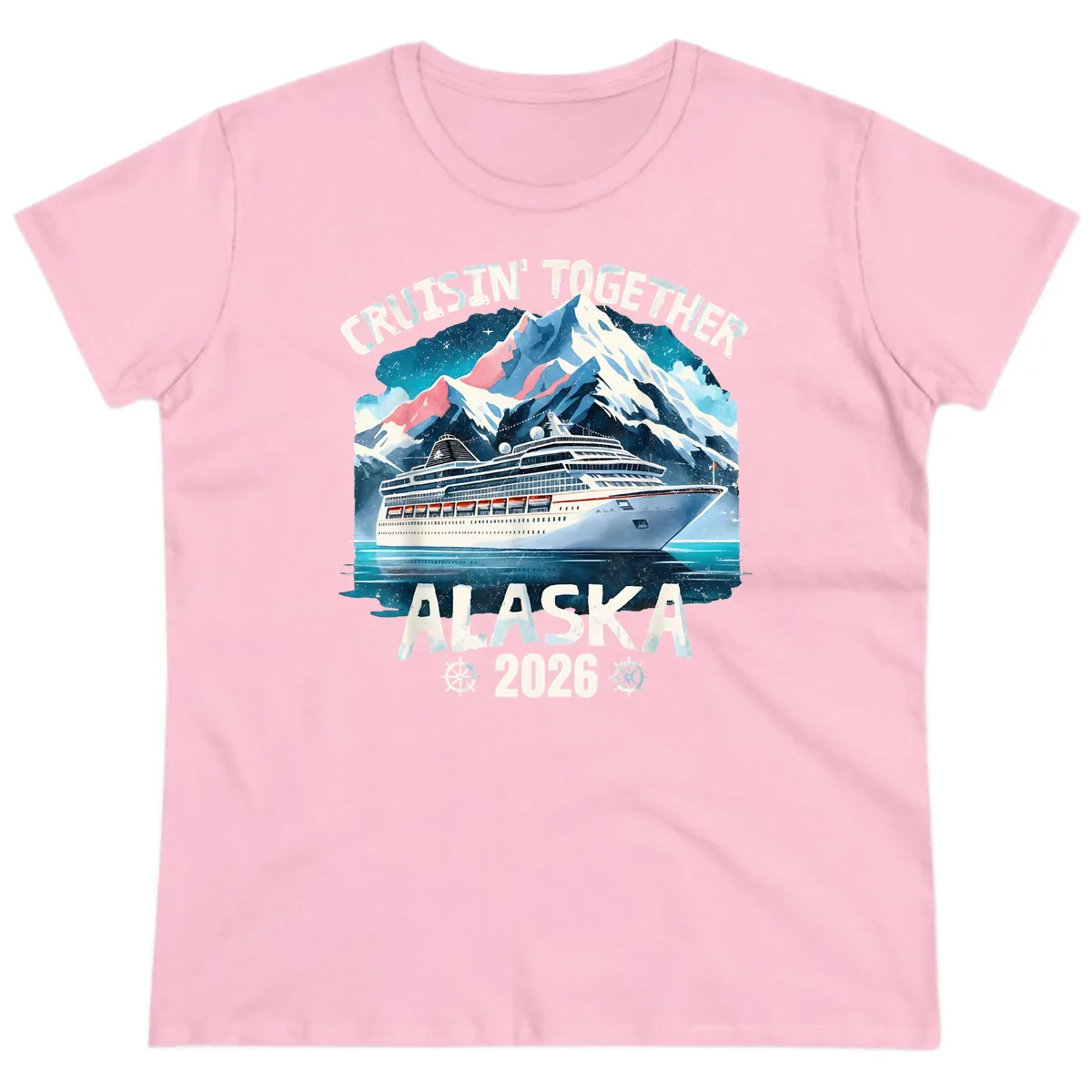 Cruising Into Alaska 2025 Ladies Tee in Light Pink