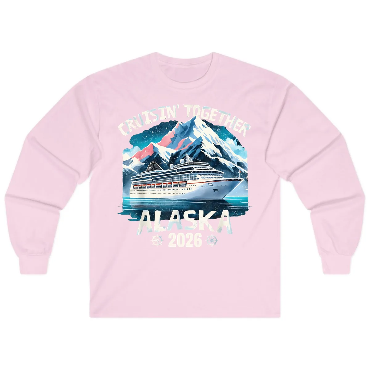 Cruising Into Alaska 2025 Long Sleeve in Light Pink