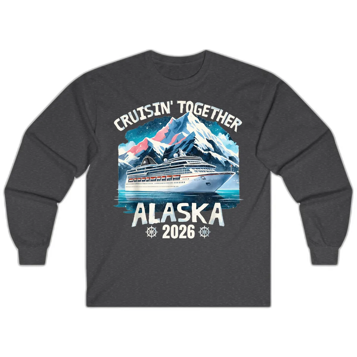 Cruising Into Alaska 2025 Long Sleeve in Dark Heather