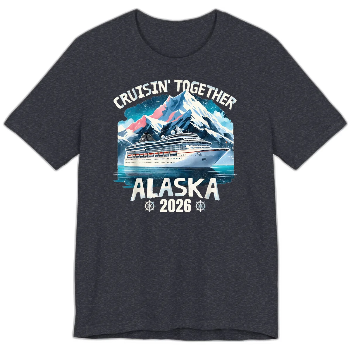 Cruising Into Alaska 2025 Premium T-Shirt in Heather Navy