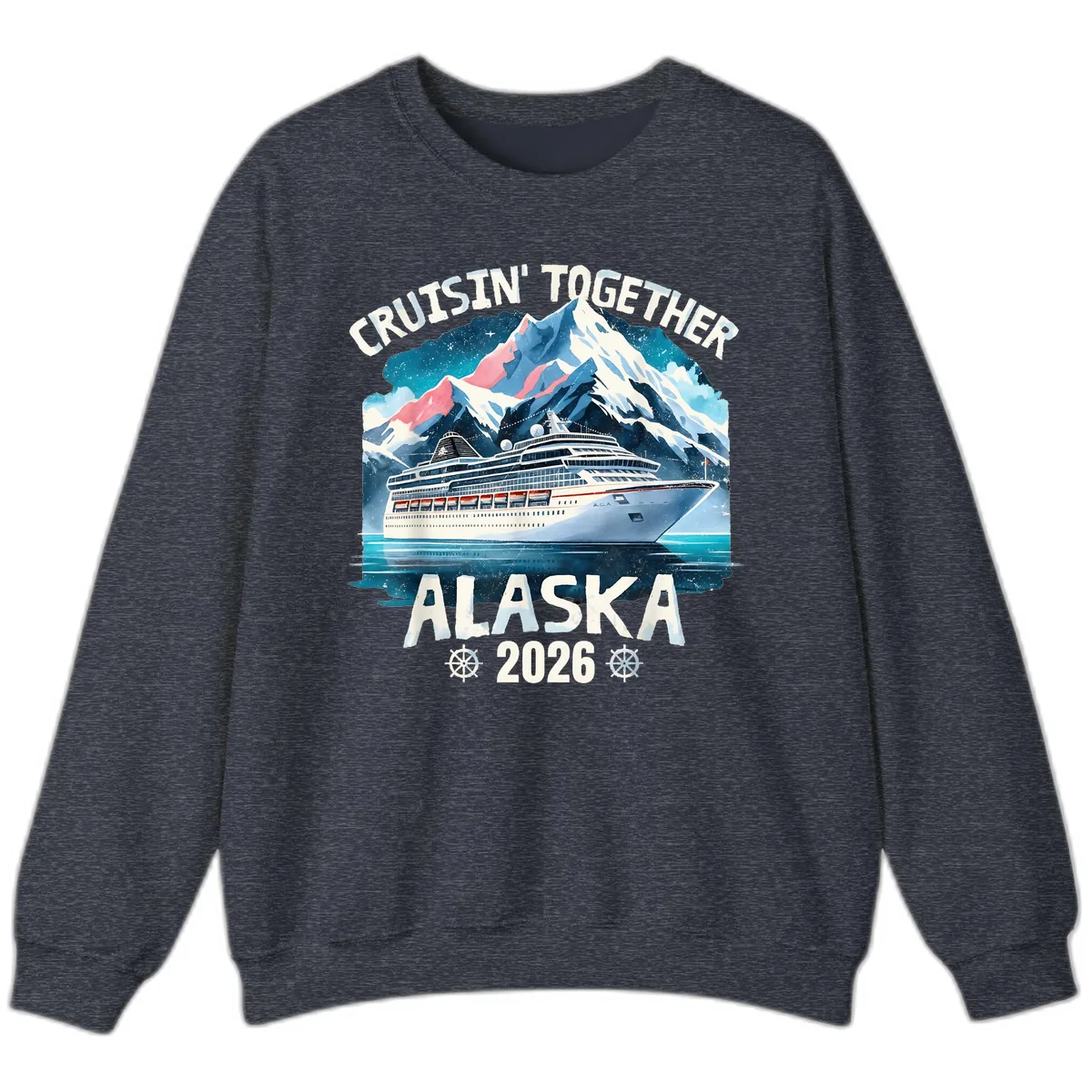 Cruising Into Alaska 2025 Sweatshirt in Heather Sport Dark Navy