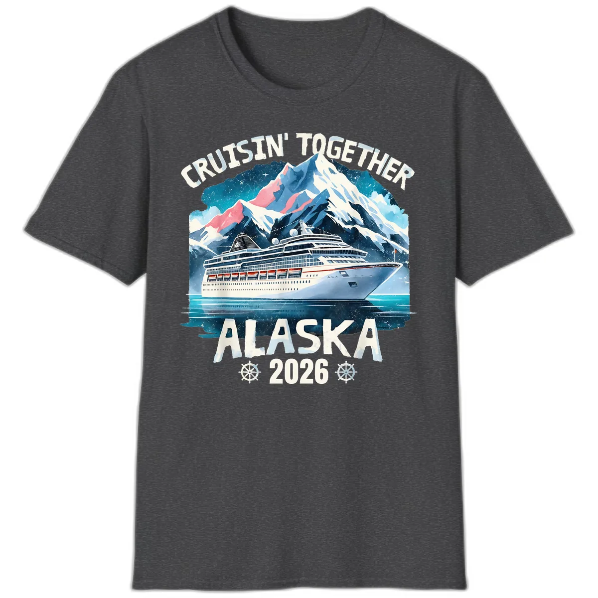 Cruising Into Alaska 2025 T-Shirt in Dark Heather