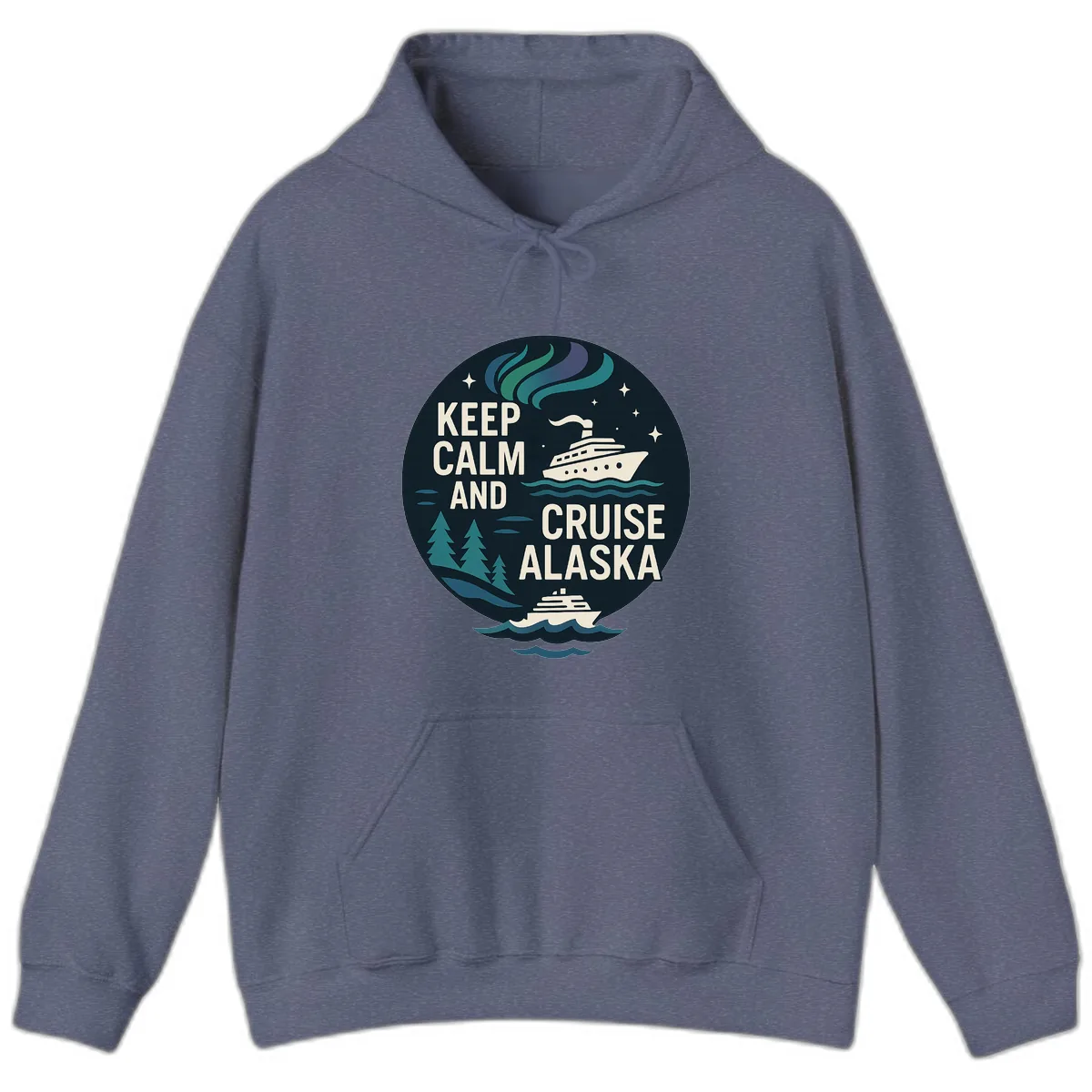 Keep Calm And Cruise Alaska Hoodie in Heather Navy