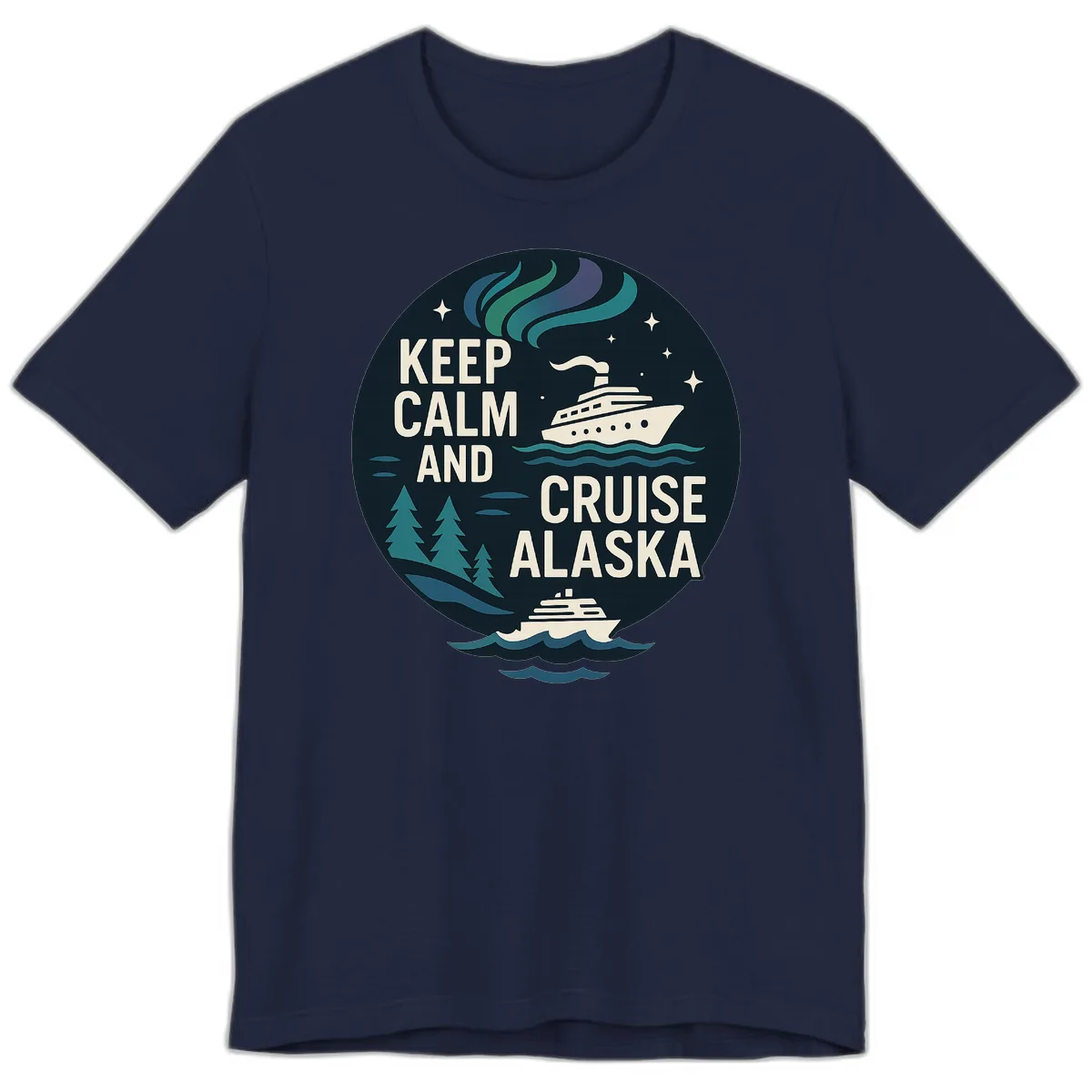 Keep Calm And Cruise Alaska Premium T-Shirt in Navy