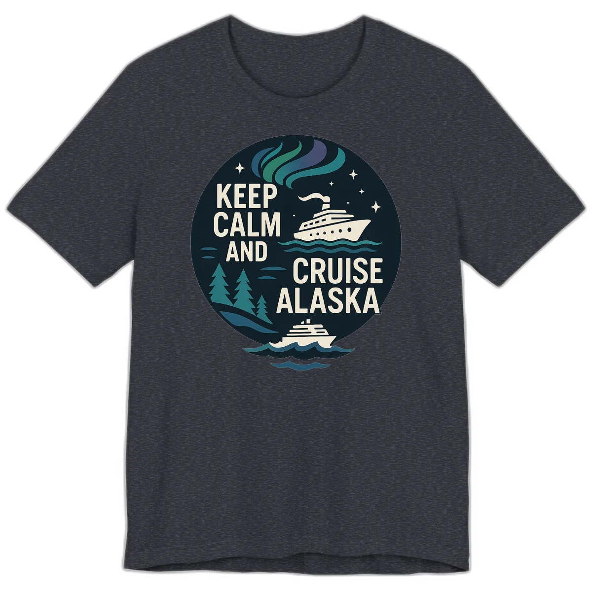 Keep Calm And Cruise Alaska Premium T-Shirt in Heather Navy