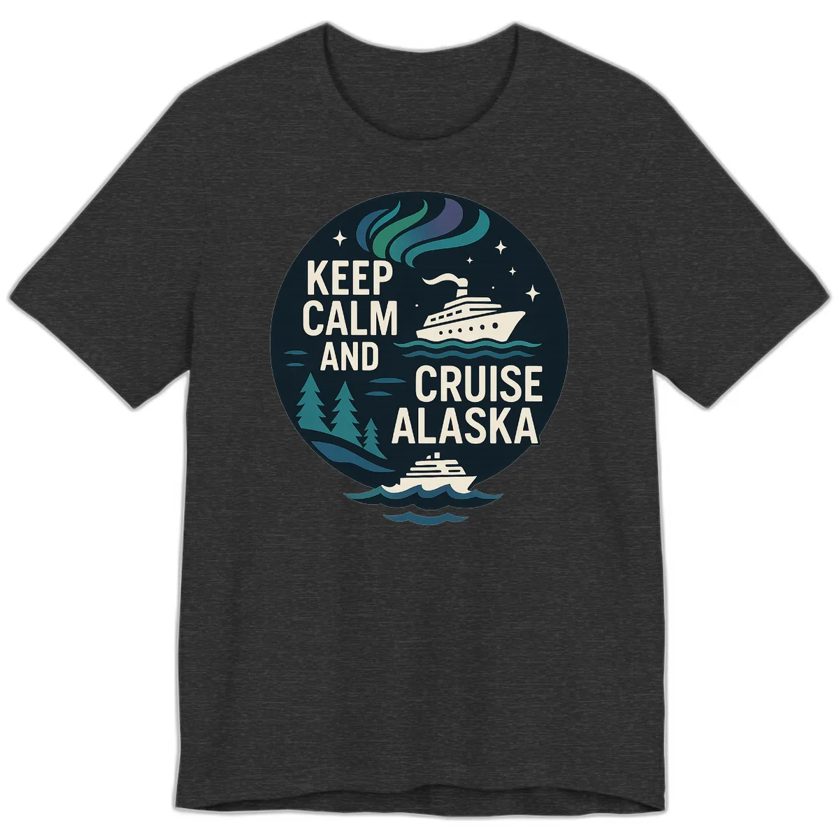 Keep Calm And Cruise Alaska Premium T-Shirt in Dark Grey Heather