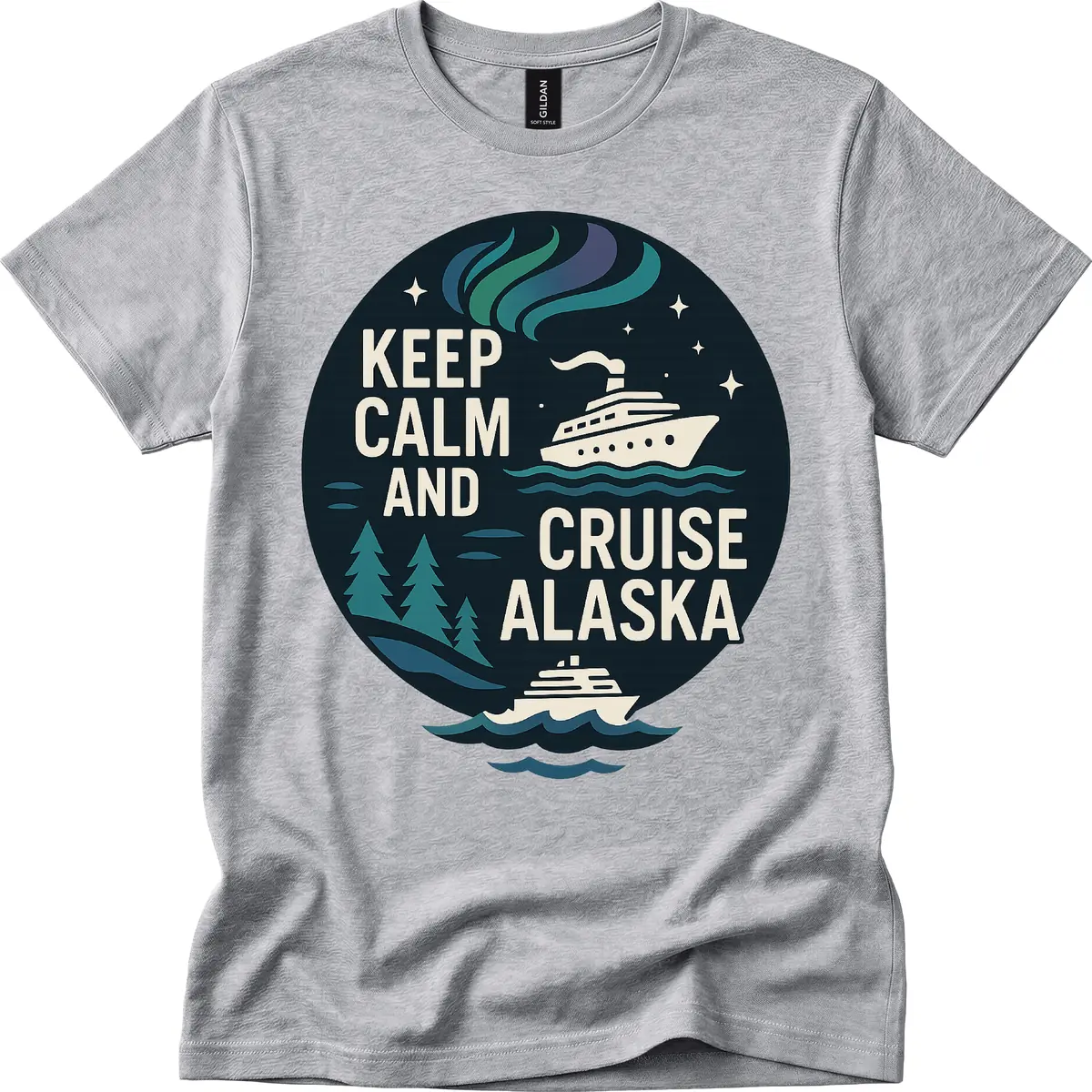 Keep Calm And Cruise Alaska T-Shirt in Sport Grey