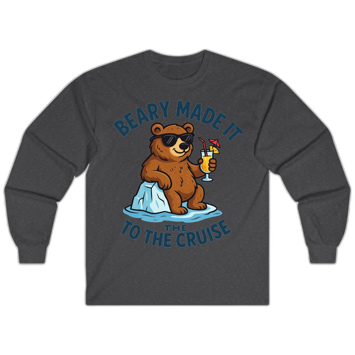 Beary Made It To The Cruise Long Sleeve in Dark Heather