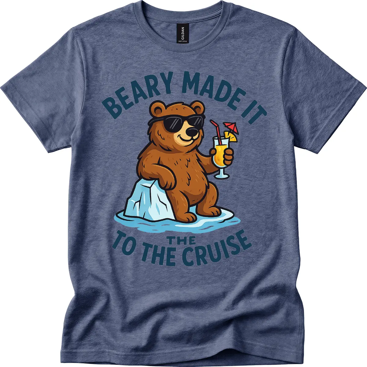 Beary Made It To The Cruise T-Shirt in Heather Navy