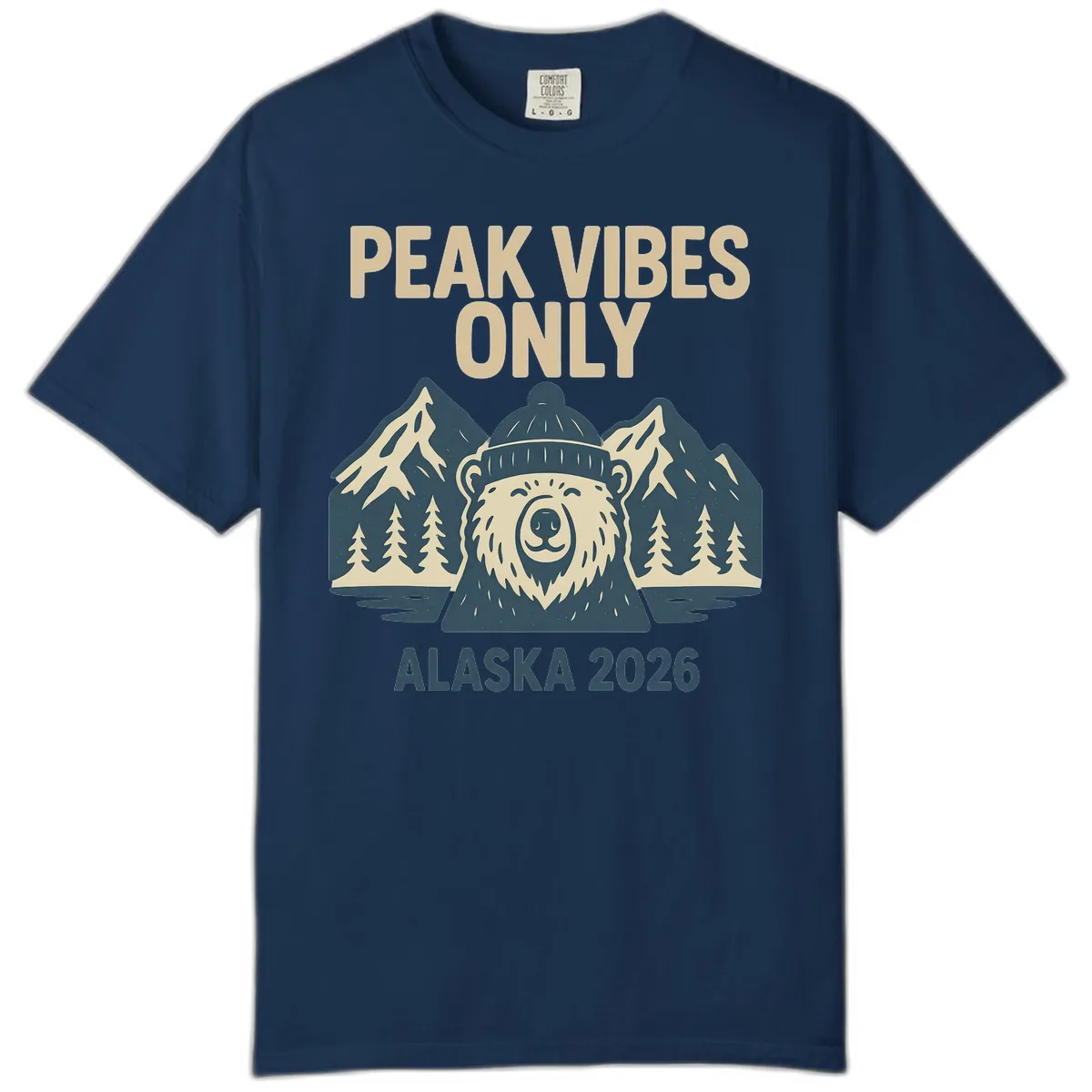 Peak Vibes Only Alaska 2026 Comfort Color in Navy