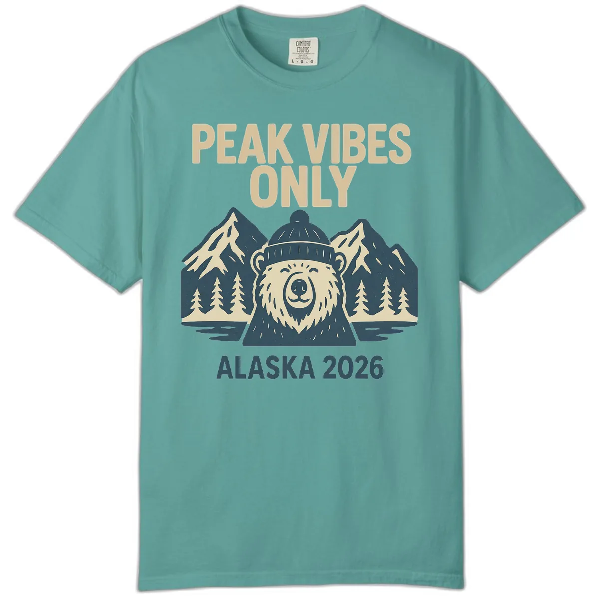Peak Vibes Only Alaska 2026 Comfort Color in Seafoam