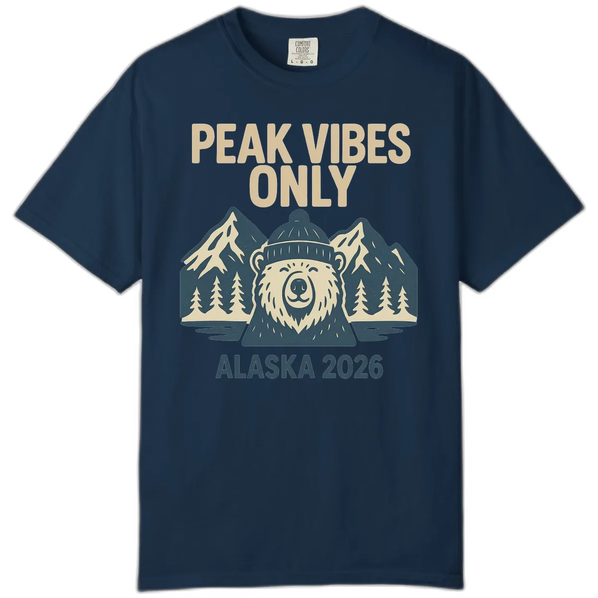 Peak Vibes Only Alaska 2026 Comfort Color in True Navy