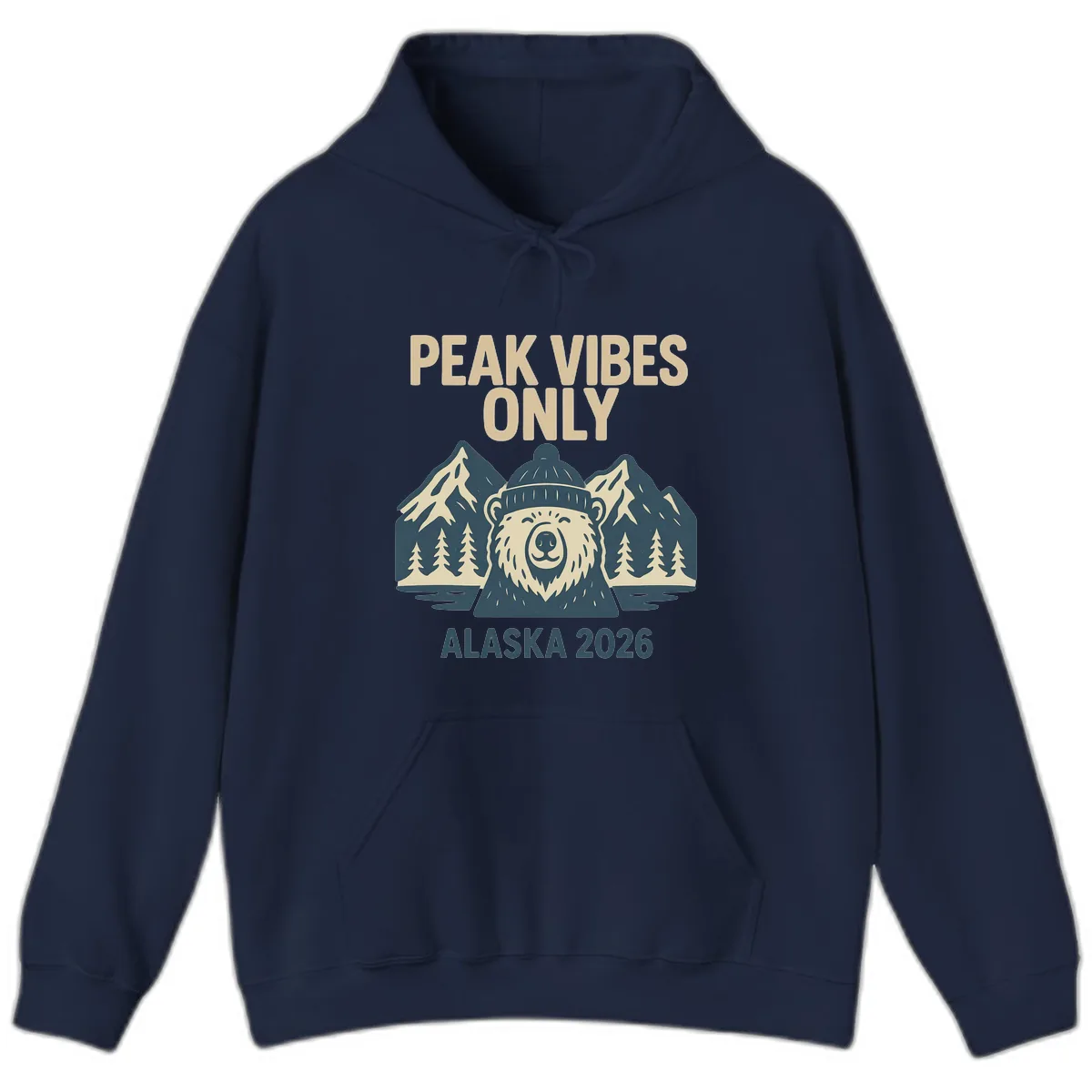 Peak Vibes Only Alaska 2026 Hoodie in Navy